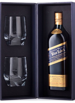 Johnnie Walker - Blue Label Scotch Gift Set w Two Glasses (Pre-arrival